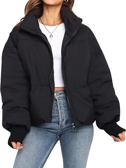 Women’s Winter Cropped Puffer Jacket Coat Short Warm Quilted Jacket 2025