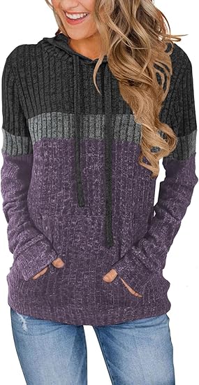 Womens Cozy Textured Sweaters Fall Fashion Hoodies Trendy Outfits S-XXL