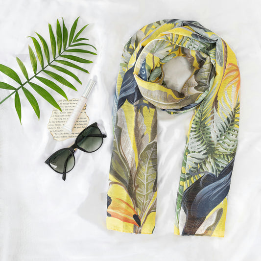 Tropical Leaf Print Scarf